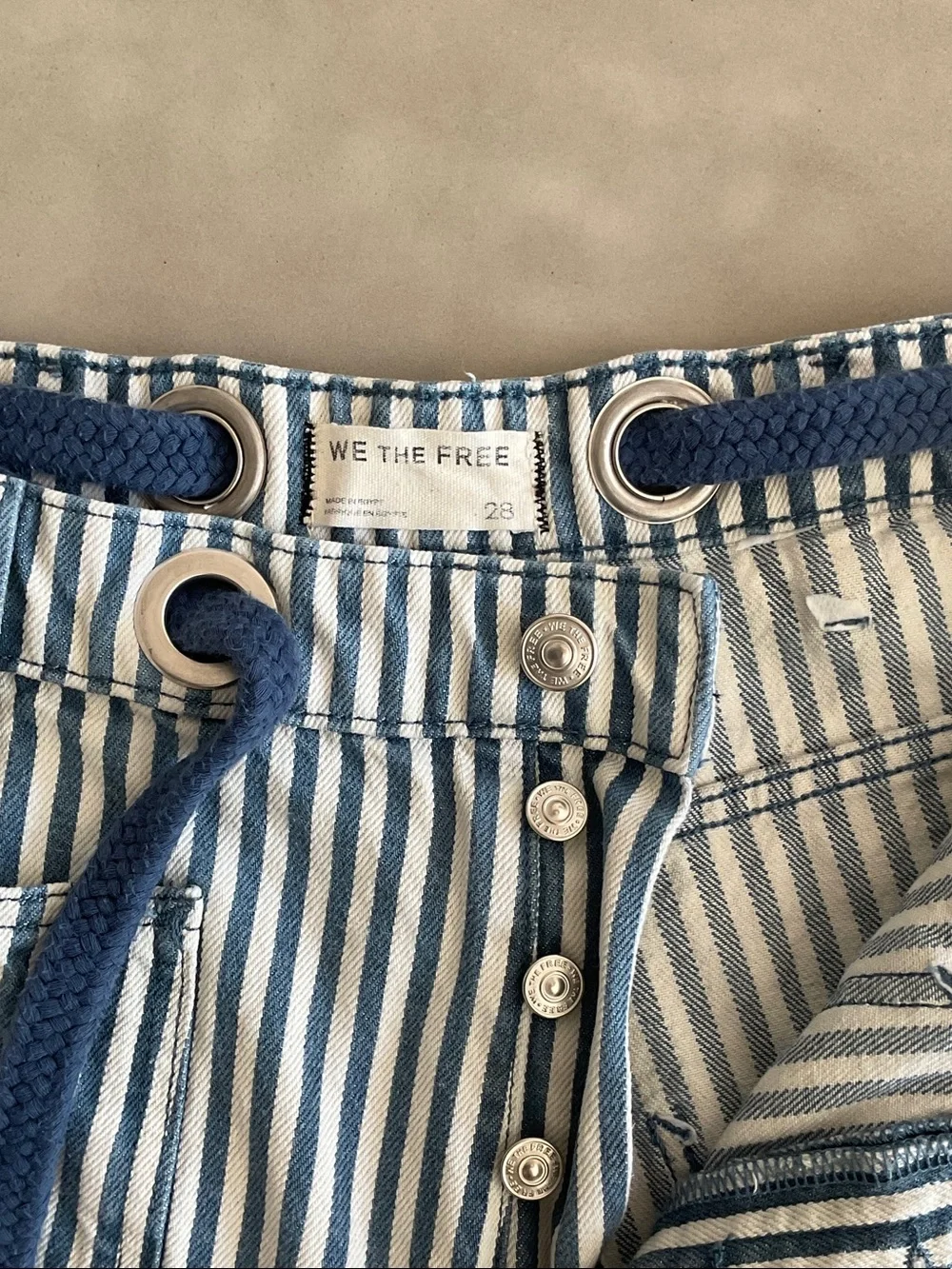 We The Free Blue and White Striped Cargo Pants - Picture 2 of 3